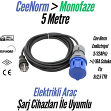 Bemis Elektrikli Araç Monofaze Uzatma Kablosu 16A | 5 Metre, 3,7 kW | 1/16A Fiş – 3/32A Priz | 3x2,5 TTR