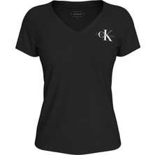 Calvin Klein Kadın Siyah Calvin Klein 2-Pack Monologo V-Ne Kadın Siyah T-Shirt