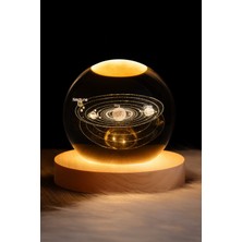 UltraNova Ahşap Tabanlı Güneş Sistemi Kristal Küre ile Romantik LED Dekor
