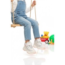 Cool Beyaz Cırtlı Desenli Kaymaz Taban Kız Çocuk Spor Ayakkabı Bella Uzun P