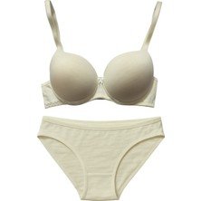 Avoria Krem Düz Destekli Sütyen & Slip Külot 2’li Iç Çamaşırı Takımı