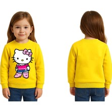 Sedirli Unisex Hello Kity Baskılı Çocuk Swaetshirt 3 Iplik Şardonlu