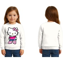 Sedirli Unisex Hello Kity Baskılı Çocuk Swaetshirt 3 Iplik Şardonlu