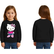 Sedirli Unisex Hello Kity Baskılı Çocuk Swaetshirt 3 Iplik Şardonlu