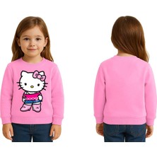 Sedirli Unisex Hello Kity Baskılı Çocuk Swaetshirt 3 Iplik Şardonlu