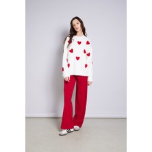 Avrile Kalp Nakışlı Triko Kazak