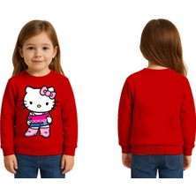 Sedirli Unisex Hello Kity Baskılı Çocuk Swaetshirt 3 Iplik Şardonlu