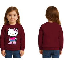 Sedirli Unisex Hello Kity Baskılı Çocuk Swaetshirt 3 Iplik Şardonlu