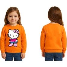 Sedirli Unisex Hello Kity Baskılı Çocuk Swaetshirt 3 Iplik Şardonlu