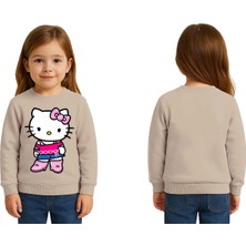 Sedirli Unisex Hello Kity Baskılı Çocuk Swaetshirt 3 Iplik Şardonlu