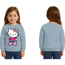 Sedirli Unisex Hello Kity Baskılı Çocuk Swaetshirt 3 Iplik Şardonlu
