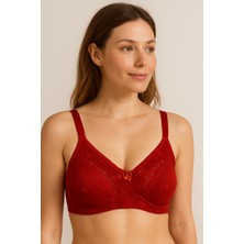 Avoria Kırmızı Çiçek Desenli Dantelli Yumuşak Destekli Sütyen