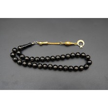 Siyah İnci Oltutaşı Yuvarlak Kesim Çeşmi Işlemeli Gürcistan Oltusu Tesbih ST000170