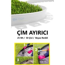 Mgf Plast Mgf Çim Ayırıcı 25 mt Beyaz Çim Sınırlayıcı Taş Toprak Ayıracı Çim Taş Toprak Bariyeri Ayraçı