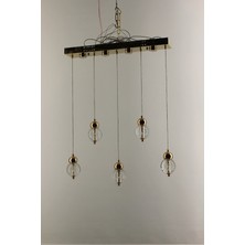 GN Gen Aydınlatma Lüks Gold Detaylı Kristal Balon Formlu 5’li Sıralı Serisi 4 Modlu Modern Şık Sarkıt Avize