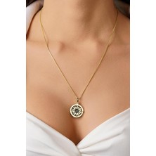 Fiyonk Kuyumculuk 14 Ayar Altın Desenli Küp Zincirli Güneş Uçlu Kolye