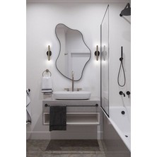 FAWdecor Modern Tasarım Ahşap Çerçeveli Asimetrik Duvar Aynası