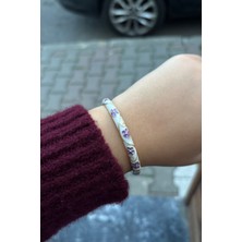 Glossy Jewelery Renkli Mineli Taş Desenli Motifli Çelik Bileklik