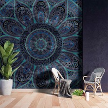 Grown Koyu Tonlarda Detaylı Mandala Soyut Duvar Kağıdı