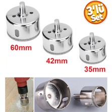Depolife Cam Mermer Granit Delme Pancı 33 mm 42 mm 60 mm Matkap İçin 3lü Elmaslı Delik Karot