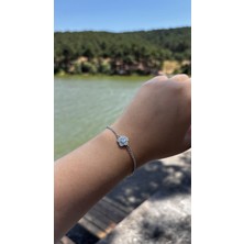 Glossy Jewelery Zirkon Taş Çiçek Bileklik