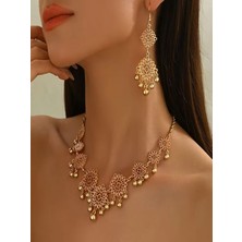 Alya's Aksesuar Etnik Desenli Oyma Çiçekli Üç Parçalı Set