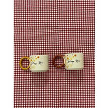 Yazıcı 2'li Halka Kulplu Porselen Fincan Özel Tasarımlı Keramika Fincan