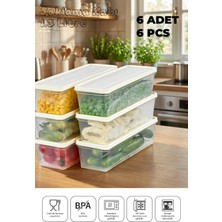 Mikrodalga ve Derin Dondurucuya Uygun Freshkeep Saklama Kabı 6'lı Set - Krem / 6*1300 ml