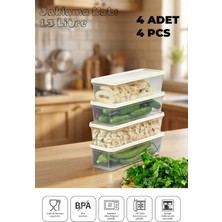 Mikrodalga ve Derin Dondurucuya Uygun Freshkeep Saklama Kabı 4'lü Set - Krem / 4*1300 ml