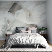 Grown Beyaz Fırça Darbeleri Yağlı Boya Duvar Kağıdı