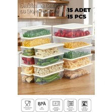 Mikrodalga ve Derin Dondurucuya Uygun Freshkeep Saklama Kabı 15'li Set - Krem / 10*1300ML - 5*4000ML