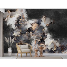 Grown Modern Soyut Mermer Desenli Siyah Duvar Kağıdı