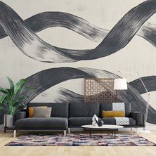 Grown Siyah Dalgalı Soyut Duvar Kağıdı