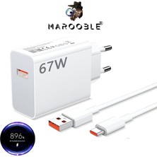 MAROOBLE Ekonomik Şarj Aleti 67 W Usb-C Hızlı Şarj Adaptörü ve Kablosu Turbo Göstergeli