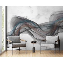 Grown Siyah Gri Akışkan Desen Soyut Duvar Kağıdı