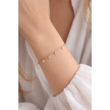 Stainless Steel Sallantılı Taşlı Kalpli Çelik Bileklik