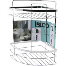 Timion Lamalı   2 Katlı - Üçgen   Krom   Metal  Banyo Köşelik - Duşkabin Raf (5148)