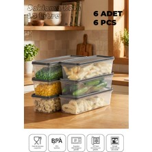 Mikrodalga ve Derin Dondurucuya Uygun Freshkeep Saklama Kabı 6'lı Set - Gri / 6*1300 ml