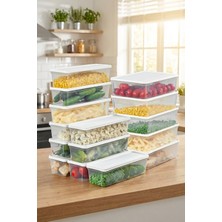 Mikrodalga ve Derin Dondurucuya Uygun Freshkeep Saklama Kabı 15'li Set - Beyaz / 10*1300ML-5*4000ML