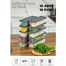 Mikrodalga ve Derin Dondurucuya Uygun Freshkeep Saklama Kabı 10'lu Set - Gri / 10*1300 ml