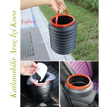 Lufern Dayanıklı Çok Amaçlı Katlanabilir Araç Içi Kova 4 Litre Kapasite Piknik Seyahat Çöp Kovası 22X18