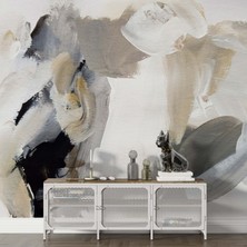 Grown Bej Fırça Darbeleri Yağlı Boya Duvar Kağıdı