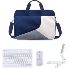 Microcase Apple iPad Pro 11 2025 Için Macbook Çantası+Türkçe Bluetooth Klavye+Mouse+Tablet Standı Beyaz AL5164