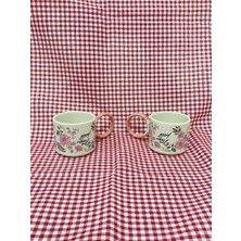 Yazıcı 2'li Halka Kulplu Porselen Fincan Özel Tasarımlı Keramika Fincan