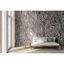 Grown Siyah Beyaz Zebra Desenli Dalgalı Soyut Duvar Kağıdı