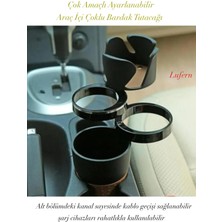 Lufern Çok Amaçlı Ayarlanabilir Araç Içi Çoklu Bardak Tutacağı Içecek Telefon Küçük Eşya Dönebilen Şişe