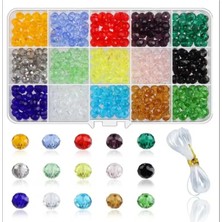 Yiğit Aksesuar 225 Adet 8 mm 15 Renk Kristal Boncuk Takı Yapım Malzemeleri