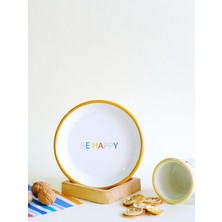 Elifle Emaye Emaye Tabak 16CM Be Happy Desen