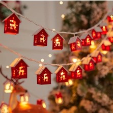 Es Dekor Geyik 2m 10 LED Kırmızı Ev Peri Işıkları - Pil ile Çalışır, Şenlikli Noel Ağacı ve Ev Dekor