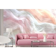 Grown Pembe ve Beyaz Kumaş Efektli Soyut Duvar Kağıdı